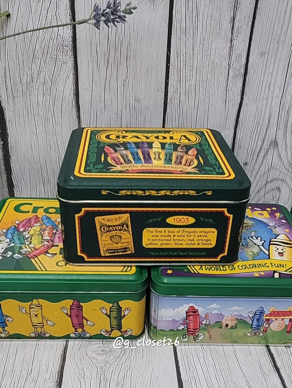 3 Vintage Crayola Boxes, 1993/1995, Limited Edition Crayons Empty Tins